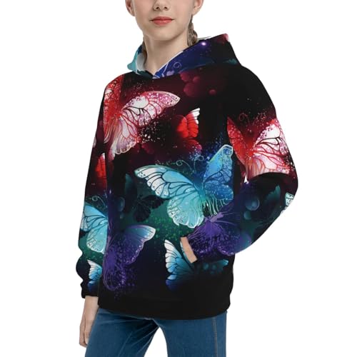 Glowing Night Butterfly Kid Hoodies Boys Sweatshirts Girls Pullover with Pocket2