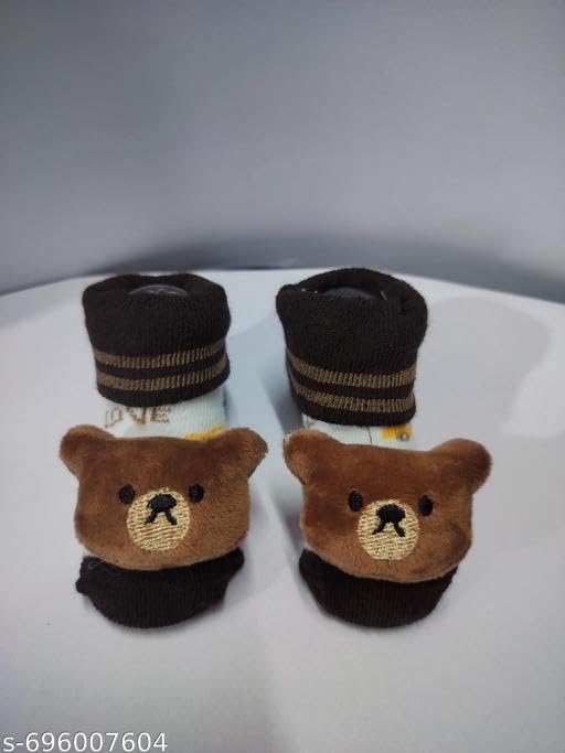 Image of Soft Baby Booties with Cute Bow Design | Comfortable Non-Slip Kids Foot for Newborns and Toddlers | Stylish Baby Shoes for Boys & Girls|PRA-P2293-6-9 Months
