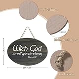 Holzschild mit Bibelvers, Psalm 60:12, Wandkunst, 'With God We Will Gain The Victory Farmhouse', Holzschild, positiver Spruch, Wandkunst, zum Aufhängen, Bastelschild für Büro, Tür, Wand