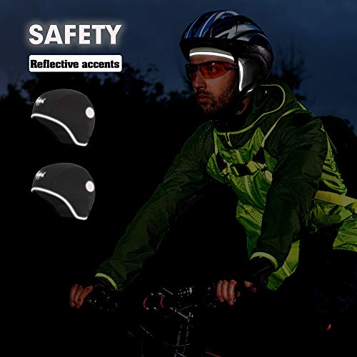 Empisports Thermal Helmet Liner Skull Cap Ears Windproof Protection Winter Warm Cycling Running Skiing Beanie Winter (Pure Black, 1) #TOP6