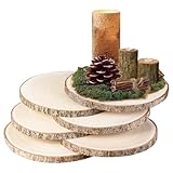 6 Pack Wood Slices 12-13.5 Inch Large Wood Rounds Tree Bark Wood Slices for Centerpieces,Arts,Crafts,DIY Projects,Parties,Holidays and Home Decor