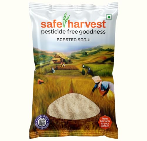 Image of Safe Harvest Roasted Sooji /Rava /Semolina | Pesticide-Free | Made from Premium Durum Wheat | Pre-Roasted | Chemical-Free | Sourced from Women Farmers | Tested for 231 Pesticides | 1 kg
