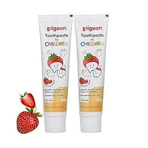 Pigeon Strawberry Toothpaste, For babies and Children,Fluroide -free,SLS free,Color free,Paraben Free, PH friendly,45…