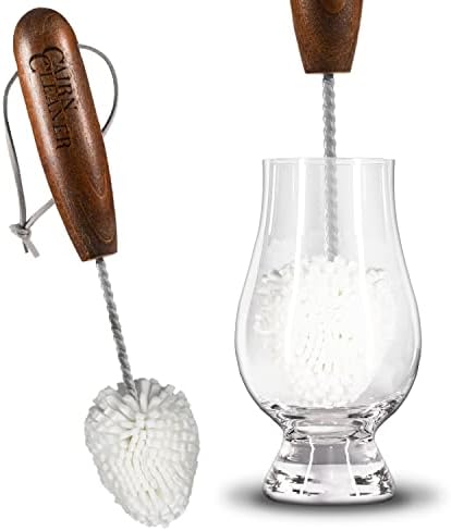 CairnCleaner Whiskey Tasting Glass Brush - Also for wine glasses and champagne flutes, Dark Hardwood