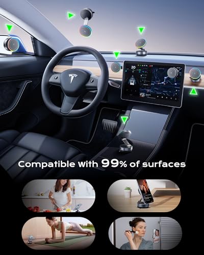 Image of MagSafe Car Charger Mount, 15W Fast Wireless Charging Phone Holder, 108LB Vacuum Suction Cup & 3800gf Strong Magnet, 360 Adjustable Dashboard Windshield Mount for iPhone 17 Pro Max /17 Air /16-12