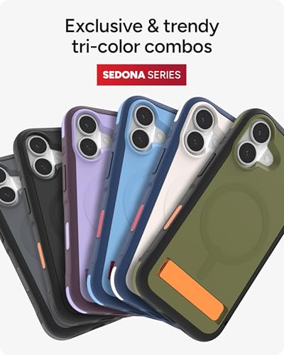 Image of ZAGG Sedona Snap Case with Kickstand for iPhone 17 - Flood Black, Drop Protection (13ft /4m), Multi-Layer Protection, with Camera Button, MagSafe Phone Case with Impact-Absorbing Bumpers