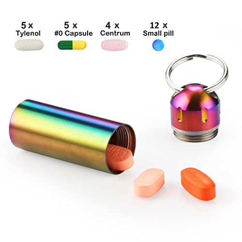 Vtar Personal Pill Organizers, Waterproof Single Chamber Stainless Steel Travel Small Pill Box, Keychain Pill Holder Container For Purse Or Pocket #TOP2