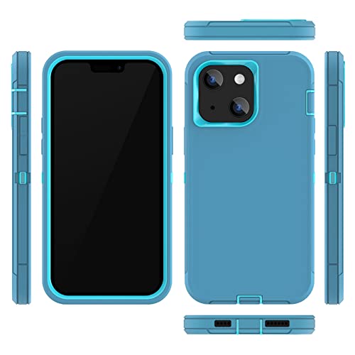 Image of Sansunto Full Body Protection Case for iPhone 13 Phone, Heavy Duty Shockproof Silicone Rubber Cover for Men & Women, Rugged Hybrid Durable Phone Cases for iPhone 13 in 6.1 Inch. (Teal /Turquoise)