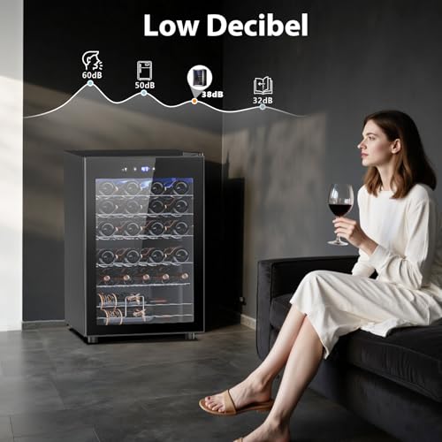 Image of Electactic Wine Cooler Refrigerator 4.4Cu.ft, 37 Bottle Freestanding Cabinet Wine Cellars, Wine Fridge with Glass Door for Home Use, Protecting Your Reds and Whites