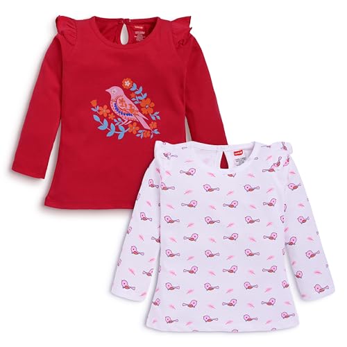 Image of LuvLap Baby Girls 100% Cotton Full Sleeve Girls Top, Pack of 02