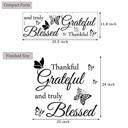 Faith Vinyl Lettering Thankful Grateful and Truly Blessed Inspirational Quote Decor for Home Decor Living Room Kitchen Office Wall Decoration