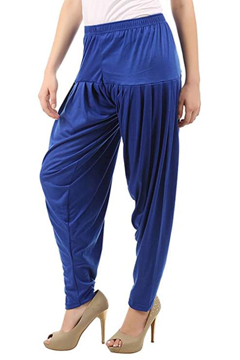 Image of Ultra Soft Rayon Viscose Solid Attractive Pleated Pattern Casual wear Patiala Pants for Womens