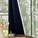 FMFUNCTEX 100% Blackout Floral Curtains for Bedroom, Sage Green Curtains 63 inch Length Blossom Patterned for Living Room, Thermal Insulated Farmhouse Drapes, Grommet Top 2 Panels (White on Green)
