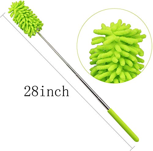 Image of Microfiber Retractable Cleaning Dust Remover, Removable and Cleanable Hand-held Dust Remover, Used to Clean Offices, Cars, Windows, Etc. (2 Pack, Blue+Green)