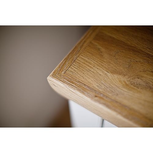 Lomadox Wohnzimmer Wohnwand mit TV Board 154cm breit, Wandregal und Higboard in Pinie weiß mit Eiche Nb., mit LED-Beleuchtung, Landhausstil, Schrankwand, Set B/H/T ca. 275/181/50 cm – Bild 3