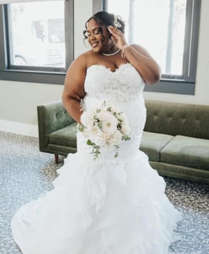 Sweetheart White Wedding Dresses for Bride Long Mermaid Lace Bridal Gown4