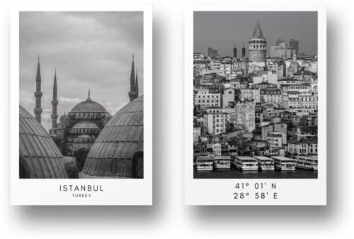 Freyheit Juego de pósteres de alta calidad, elegante juego de 2 con imágenes a juego en blanco y negro, 2 unidades en DIN A4 (21 x 30 cm), sin marco de fotos, ciudades