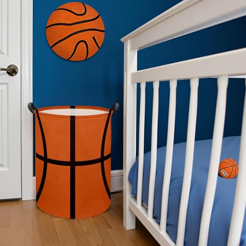 Image of Basketball Kids Laundry hamper Hamper for Nursery Boy and Girl Storage Bin Organizer Room Decor for Home(Basketball Pattern)