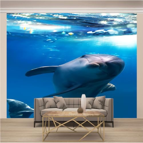 Papier peint panoramique chambre adulte dauphin trompe l'oeil 3d salon intissé mural 200x140 - 2