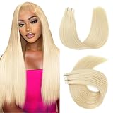 #613 Blonde Tape in Extensions Human Hair 30 Inch Honey Blonde Straight Tape in Seamless Extensions Human Hair Skin Weft Seamless Invisible Unprocessed Virgin Remy Hair 45g 10 Pcs
