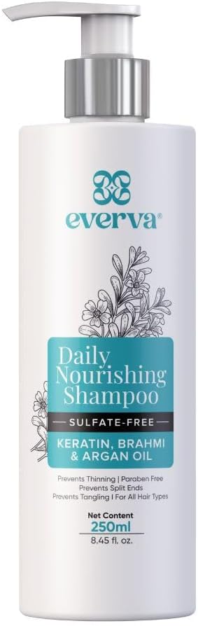 Daily Nourishing Sulphate Free Shampoo | Keratin Shampoo with Brahmi & Argan Oil | Sulphate Free, Paraben Free - 250 ml