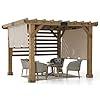 Sunjoy Cedar Pergola 10 x 11 ft Wooden Hot Tub Pergola with Adjustable Canopy and Privacy Screen by SummerCove