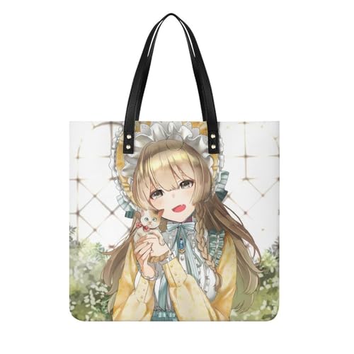Sac shopping chaton anime pour femmes grand tote bag epaule de voyage 39x39cm
