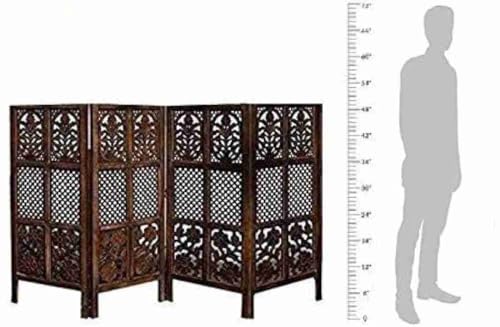 Image of Wooden Room Wall Partition /Divider /Separator for Home Decor /Living Room /Bedroom /Office /Kitchen, (4 Feet) (4 Feet 4 Panel Colour Brown)