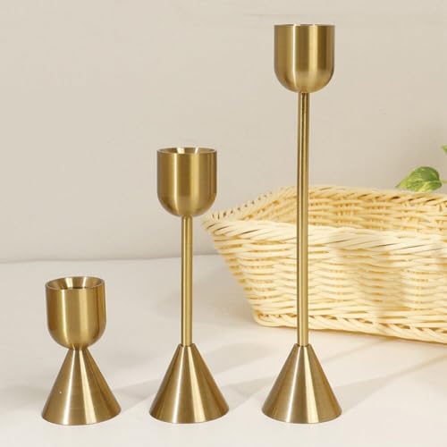 Lot de 3 chandeliers en métal rétro pour décoration de table