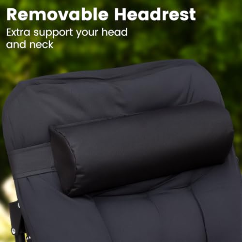 Image of Livzing Zero Gravity Recliner Chair with Removable Cushion & Adjustable Headrest | 5-Position Foldable Lounge Chair | Heavy Duty Steel Frame | Patio, Garden, Balcony, Camping, Beach | Black