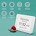 Robin Clock 2025 with Day and Date for Elderly, Clocks for Seniors, Dementia Clock, Digital Calendar Elderly, Bedside Clocks Seniors, Alzheimers Products, Dementia Clocks Extra Large, White