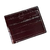 Genuine Pacific Eel Skin Leather Bifold Wallet Handmade (6 Card Slots, Brown)