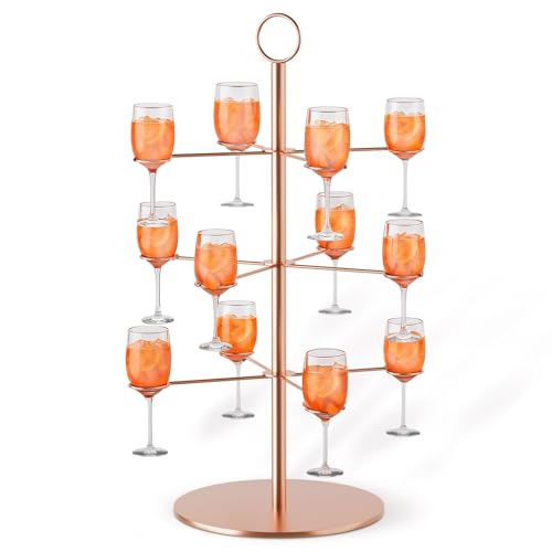 Getränke Tower, Aperol Tower Abnehmbar Champagner Turm, 3 Etagen 12 Gläser Aperol Baum Cocktailbaumständer, Metall Aperol Ständer Sarti Aperitif Weingläser Tum für Party, Hochzeiten, Kneipen, Zuhause