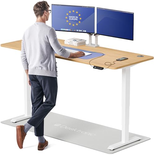Image of Desktronic HomePro Standing Desk 80x30 - Made in Europe, Ergonomic Sit Stand Home Office Desk, Electric Height Adjustable, Dual Motor, USB & USB-C Charging, Wobble-Free, Touchscreen, 3 Memory Presets