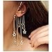Handmade Black Star Ear Cuff Silver Earrings No Piercing Fake Pierced Long Chain Faux Piercing No Piercing Needed Ear Cuff Under Ear