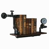 INTASHJ Deko Wandregal Loft Wandrohr Rackhalterung Vintage Holzindustrie Wandregale Dekorative Rahmenstange