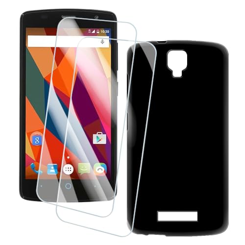 OAGELIM 2er Pack Bildschirm Schutzfolie + Hülle Kompatibel mit ZTE Blade L5 Plus (5 Zoll) Künstlerisch Bedruckte Hülle & Gehärtetes Glas Kratzfest (Schwarz)