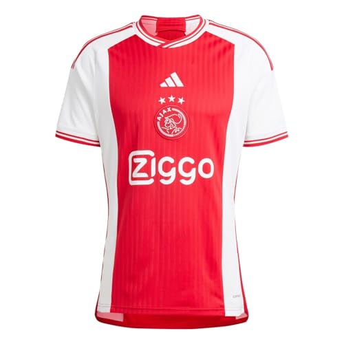 adidas Home Ajax Amsterdam Maillot de Football à Manches Courtes, Blanc/Rouge Gras