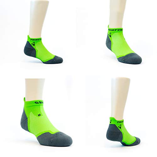 Thirty48 Ultralight Athletic Running Socks for Men and Women with Seamless Toe, Moisture Wicking, Cushion Padding (Small - Women 5-6.5 // Men 6-7.5, [1 Pair] Green/Gray) - Thumbnail 3