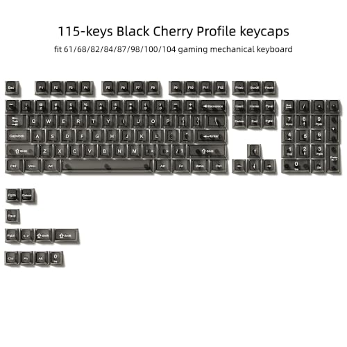Image of dagaladoo Black Clear Keyboard keycaps,Transparent keycaps 60 75 100 Percent,Crystal Jelly Key Cap Set,Shine Through Key caps.,Cherry Profile Key caps for Mx Switches Mechanical Keyboard