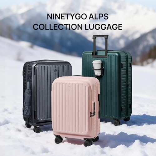 Image of NINETYGO Top Opening Carry On Luggage 22x14x9 Airline Approved, Expandable & Lightweight, Scratch Resistant PC Hardside with Deep Cabin Design, TSA Lock & 360 Spinner Wheels (Forest Green, Alps)
