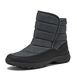 Lands' End Expedition Quilted Slip On Mens Snow Boots Insulated Winter Boots for Men Waterproof with Hook & Loop Closure, Medium or Wide Width Winter Shoes Size 8 to 13 - Dark Grey, 10.5 Wide