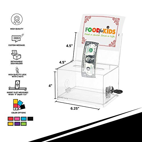 Adir Acrylic Donation Ballot Box With Lock - Secure And Safe Suggestion Box - Drawing Box - Great For Business Cards (6.25" X 4.5" X 4") - Green #TOP1