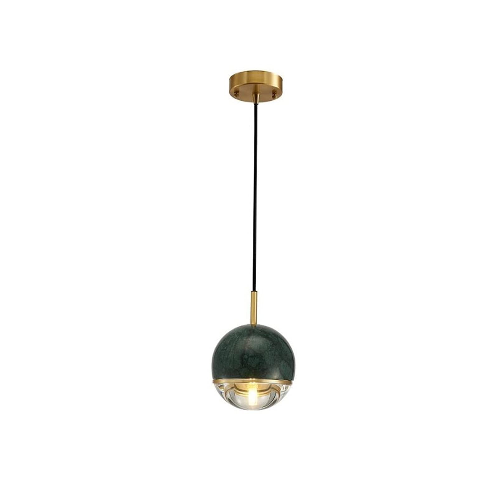 Plafonnier suspension contemporaine boule laiton marbre e27
