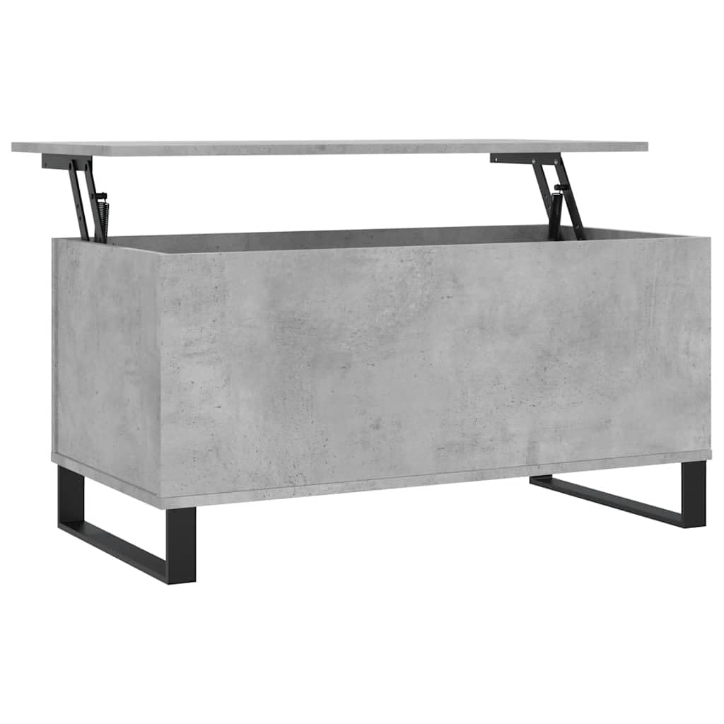 Générique Stolik kawowy Szary Beton 90x44,5x45 cm Drewno inżynierskie | Podnoszona góra, ukryte przechowywanie, metalowe nóżki, uniwersalne do salonu