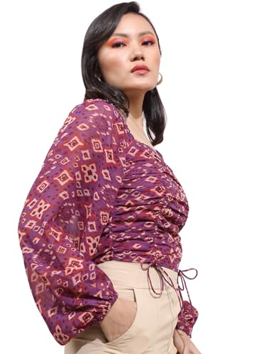 Image of Tokyo Talkies Women's Long Sleeves Square Neck Printed Tops| Stylish Casual wear