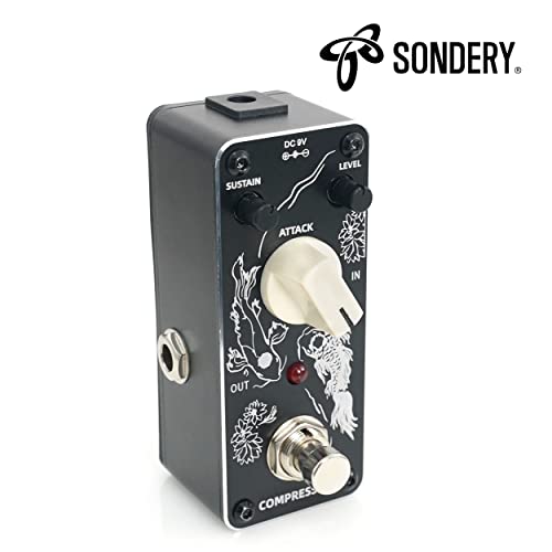 Sondery compressore Pedale effetto chitarra basso, True Bypass, controlli per livello di sostegno e attacco, formato mini con design