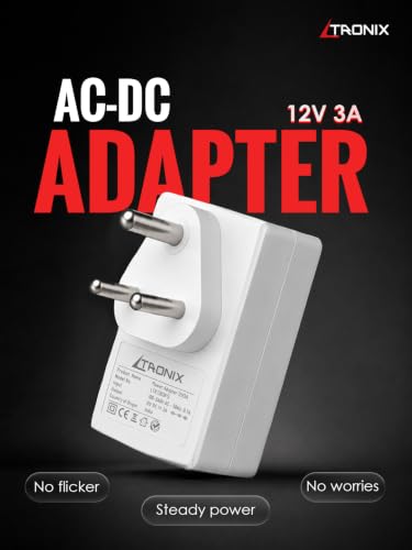 Image of 12V 3A Power Adapter, Power Supply for Router, LED Strip, CCTV Camera, Modem, Set Top Box /DTH Box, 5.5mm & 4.0mm Jack, 36 Watt DC Output (White)