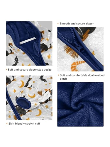 Broom Cats and Bats Girls Fleece Jacket Girls Fall Jacket Boys Coats Zip Up Hoodie Children Outerwear 2-10T3