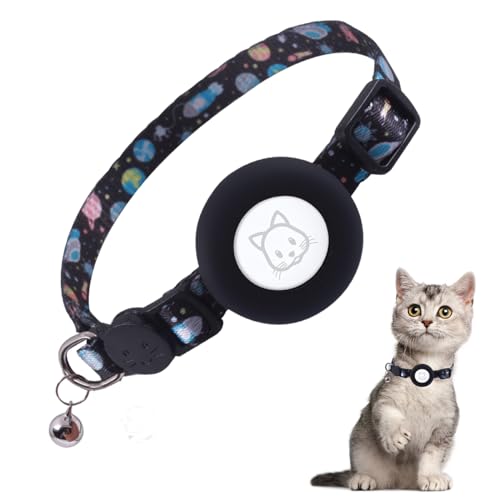 AirTag - Collar para gatos ajustable Airtag con campana, funda protectora de silicona compatible con Apple Airtag, hebilla de seguridad Breakaway